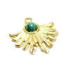 Pendentif, Demi Soleil, Eventail 25 mm, Acier Inoxydable 304 finition Doré et imitation malachite