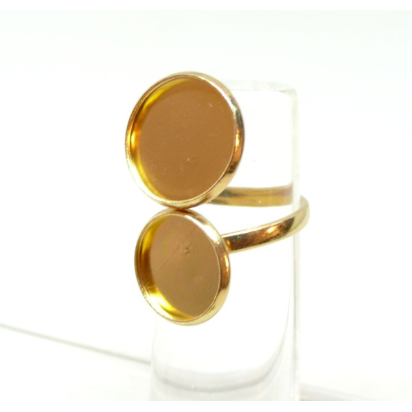 Support de Bague Double 14 par 12mm, Acier Inoxydable 304, finition Doré à l'or fin 18K