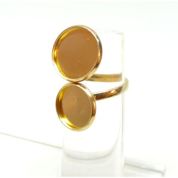 Support de Bague Double 14 par 12mm, Acier Inoxydable 304, finition Doré à l'or fin 18K