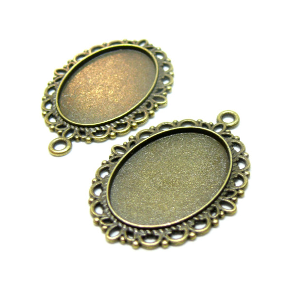 H11A15257 – Lot de 4 ou 10 Supports de Pendentif ARTY Ovale 18x25mm – Laiton Bronze