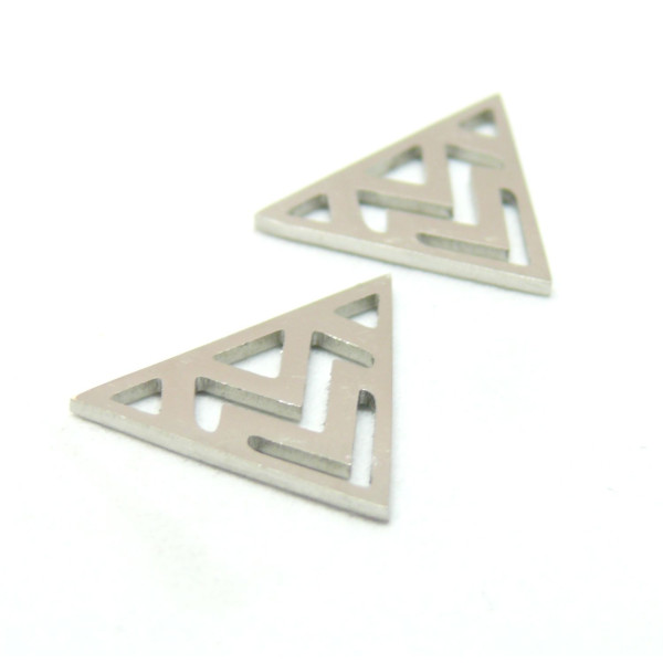Connecteurs Triangle Art Déco 17mm, Acier Inoxydable, finition Argenté