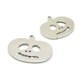 Pendentifs, Citrouille, potiron 21mm, Acier Inoxydable, finition Argenté