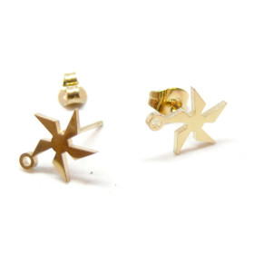 H11I20654G – Lot de 2 ou 4 Puces d’oreilles Moulin à vent 11mm avec anneau – Acier Inoxydable 304 Doré Placage IONIQUE