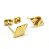 Boucles d’oreilles Puces Losange 12mm trou – Acier Inoxydable 304 Doré à l’or fin 18K