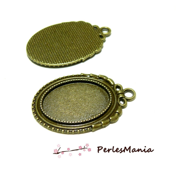 Pendentifs ARTY Ovale 18 par 25 mm, laiton finition BRONZE