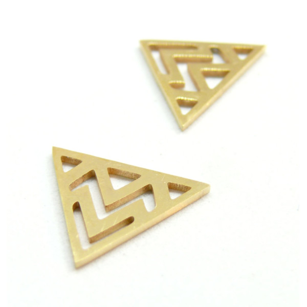 Connecteur Triangle Art Déco 17mm, Acier Inoxydable, finition Doré