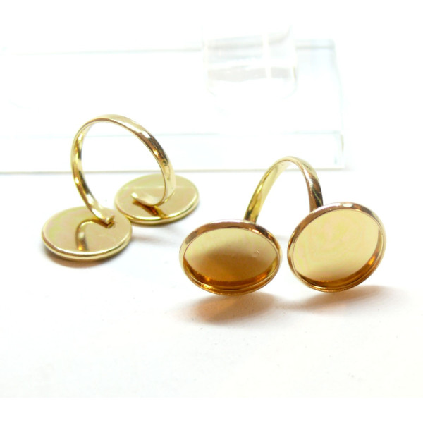 Support de Bague Double 16mm, Acier Inoxydable 304, finition Doré à l'or fin 18K