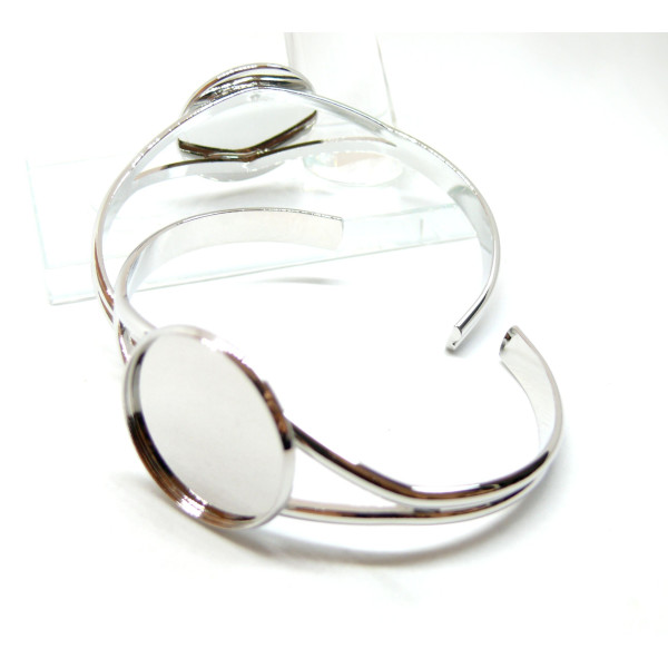 Support bracelet Jonc plateau 25mm, laiton finition Argent Platine