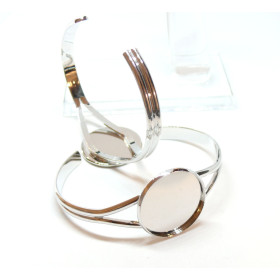 Support bracelet Jonc plateau 25mm, laiton finition Argent Platine