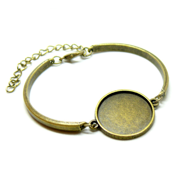 Supports de Bracelet Demi Jonc 20 mm avec Chaîne de Confort – Métal finition Bronze