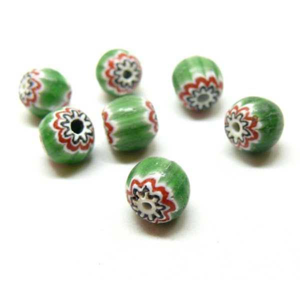 Perles verre, Millefiori 9mm, Fait main