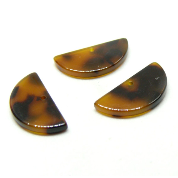 Pendentifs Demi Cercle 23.5mm, Acétate effet Carapace de Tortue