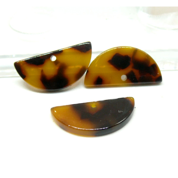 Pendentifs Demi Cercle 23.5mm, Acétate effet Carapace de Tortue