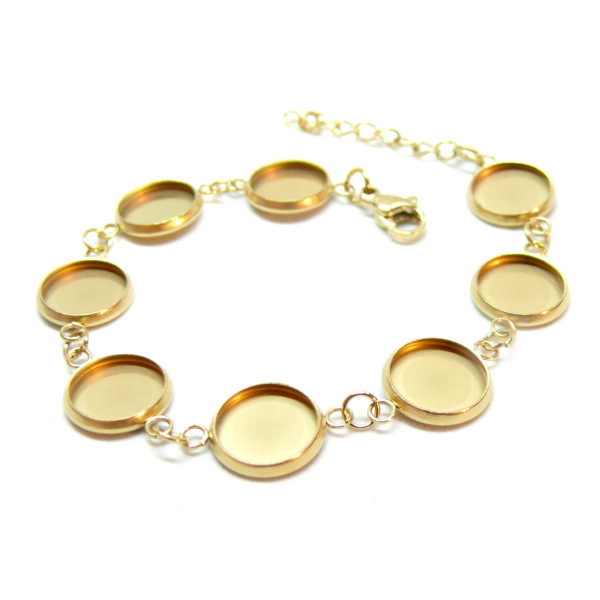 Support de Bracelet 10mm,, Acier Inoxydable 304, finition doré à l'or fin 18K, Placage IONIQUE