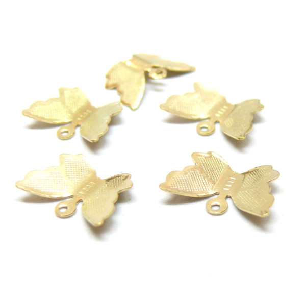 BU112312151501113530 – Lot de 4 Pendentifs Papillon 3D 15mm – Acier Inoxydable 304 Doré REF 8