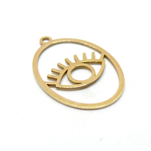 Pendentif Œil de la protection  32mm, Acier Inoxydable 304 finition Doré