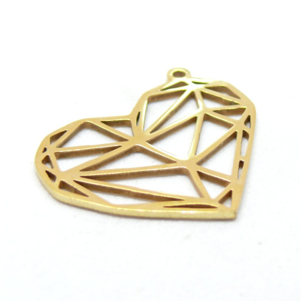 Pendentif Cœur 26mm,  Acier Inoxydable 304 finition Doré