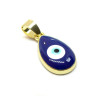 Pendentif, Œil de protection, Médaillon style émaillés 25 par 11mm, métal coloris Doré et Bleu