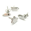 Boucles d'oreille clou,  puce forme Marquise, Navette 10mm avec Trou, Acier Inoxydable 304 finition Argenté avec embouts