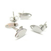 Boucles d'oreille clou,  puce forme Marquise, Navette 10mm avec Trou, Acier Inoxydable 304 finition Argenté avec embouts