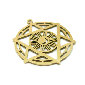 Pendentif Etoile dans Cercle 35mm,  Acier Inoxydable 304 finition Doré