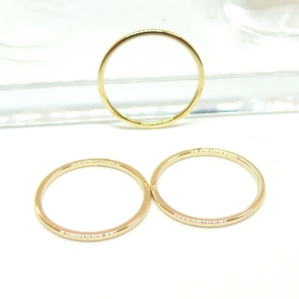 Anneaux fermés 16mm Cuivre, finition Doré à l'or fin 18K