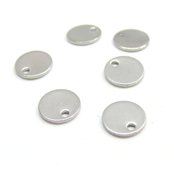 Pendentifs, médaillons, médaille à graver 10mm, Acier Inoxydable 304 finition Argenté