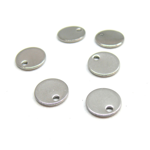Pendentifs, médaillons, médaille à graver 8mm, Acier Inoxydable finition Argenté
