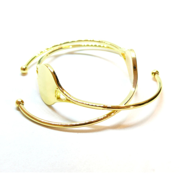 Support de Bracelet Jonc, plateau 18mm, Laiton finition doré à l'or fin 18K, DIY