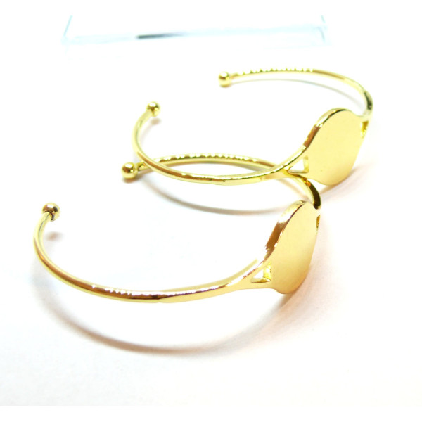 Support de Bracelet Jonc, plateau 18mm, Laiton finition doré à l'or fin 18K, DIY