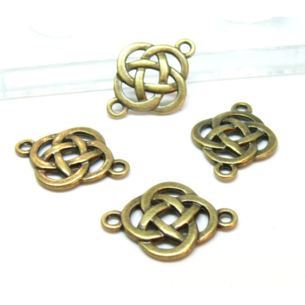 Pendentifs connecteur Nœud Coréen, métal finition Bronze, DIY BRONZE