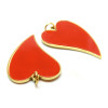 Pendentif avec anneau, Coeur rouge en résine émaillé 25mm, Acier Inoxydable 304, finition Doré Placage IONIQUE