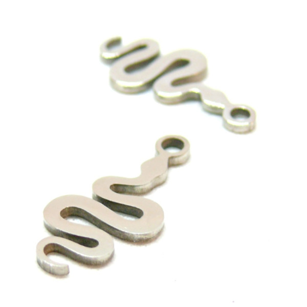 Pendentifs Serpent 17mm, Acier Inoxydable, finition Argenté