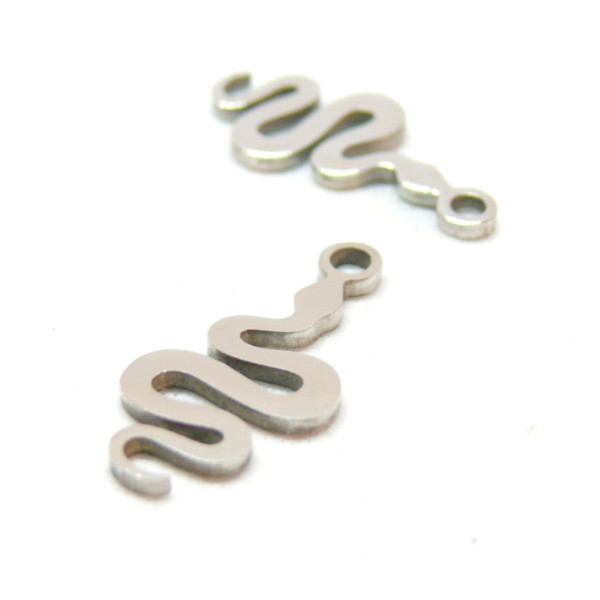 Pendentifs Serpent 17mm, Acier Inoxydable, finition Argenté