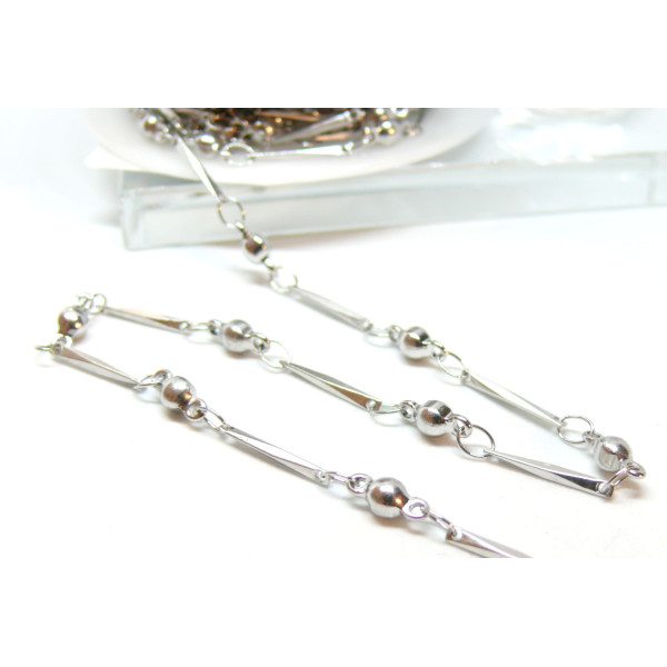 Chaine, maille Tige et bille, Acier Inoxydable 304, finition Argenté