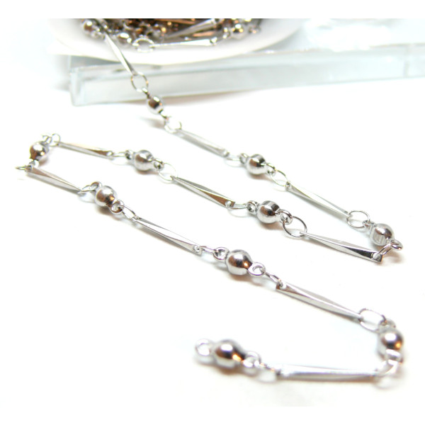 Chaine, maille Tige et bille, Acier Inoxydable 304, finition Argenté