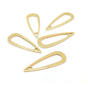 Pendentif, forme Goutte 29mm, Acier Inoxydable, finition Doré à l'or fin 18K