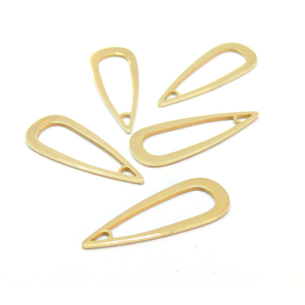 Pendentif, forme Goutte 29mm, Acier Inoxydable, finition Doré à l'or fin 18K