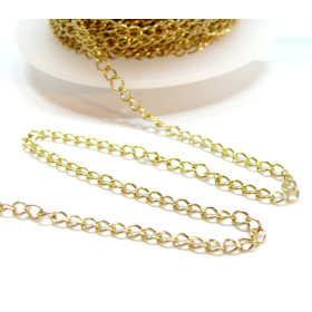 Chaîne Maille Cheval 4x3 mm – Acier Inoxydable 304 Doré à l’Or fin 18K, IONIQUE