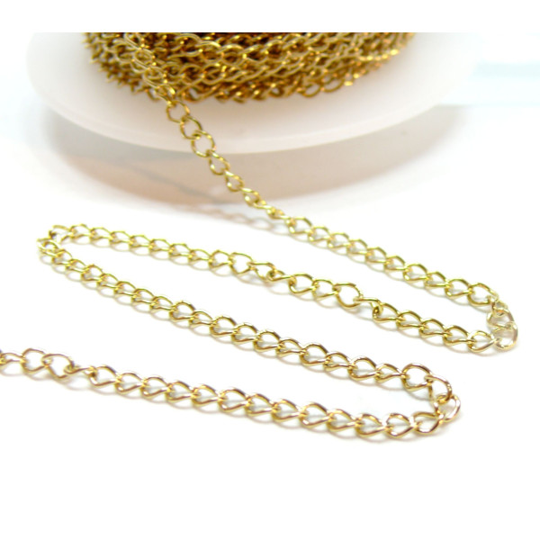 Chaîne Maille Cheval 4x3 mm – Acier Inoxydable 304 Doré à l’Or fin 18K, IONIQUE