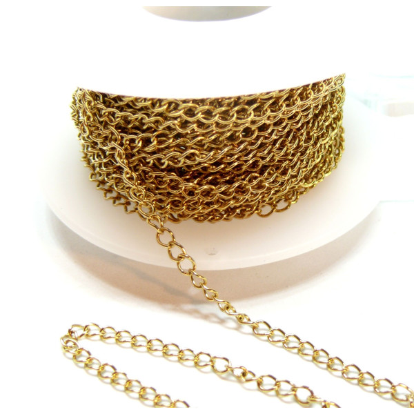 Chaîne Maille Cheval 4x3 mm – Acier Inoxydable 304 Doré à l’Or fin 18K, IONIQUE