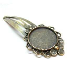 Supports de barrette clip ARTY avec Fleur 20mm, laiton finition Bronze, DIY Bijoux