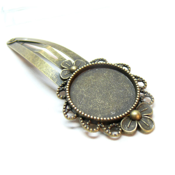 Supports de barrette clip ARTY avec Fleur 20mm, laiton finition Bronze, DIY Bijoux