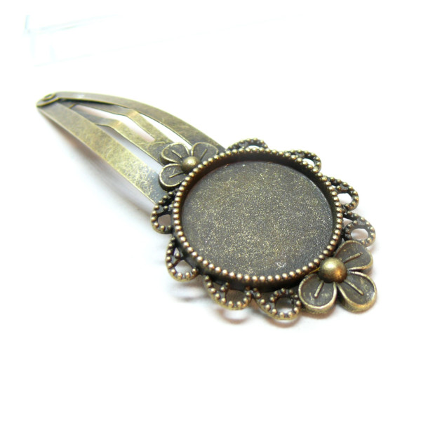 Supports de barrette clip ARTY avec Fleur 20mm, laiton finition Bronze, DIY Bijoux