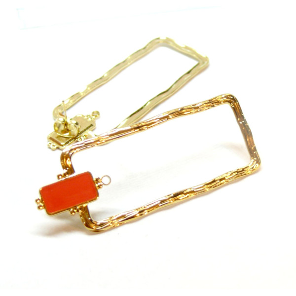 Boucles d'oreille, Puce 55mm avec anneaux d'attache et embouts Poussoirs, Acier Inoxydable 304, finition Doré