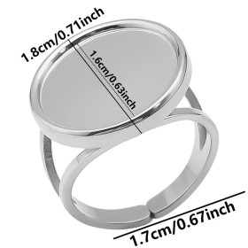 Support de Bague Ronde 16 mm anneau double, Acier Inoxydable 304 finition Argenté
