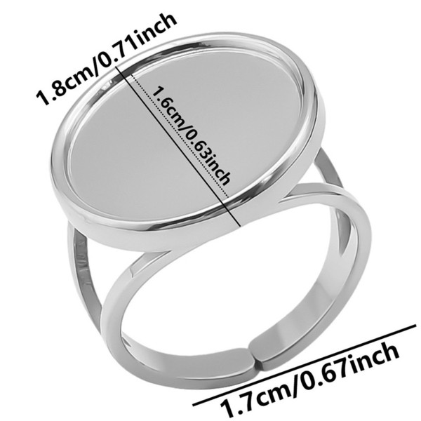 Support de Bague Ronde 16 mm anneau double, Acier Inoxydable 304 finition Argenté