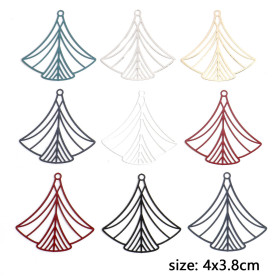 Estampes, pendentif filigrane Eventail Art Déco 40 par 45mm, Coloris BLANC, DIY bijoux