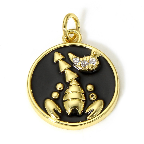 PS11917981 – Lot de 1 Pendentif Signe Astrologique Scorpion 22mm – Laiton Doré 18K & Résine