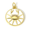 Pendentif avec anneau 22mm, signe Astrologique CANCER, Laiton avec résine émaillé, finition Doré à l'or fin 18K avec Zirconium